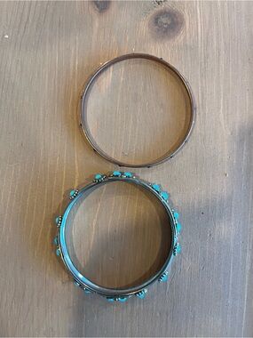 Fashion bangles pair silver and rose gold